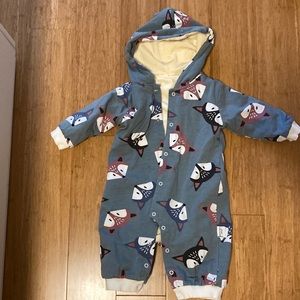 EUC Cotton and Chenille Fox Sweater Suit Snaps all the way up